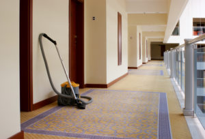 IICRC approved carpert cleaning machine in office hallway