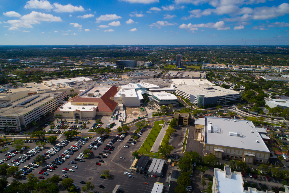 Aerial view of the Aventura Mall one of America's Largest Shopping Malls