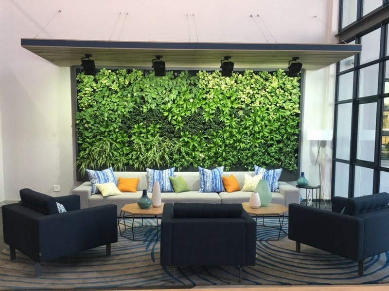 Office Garden Wall Makes Office Lounge Space More Attractive