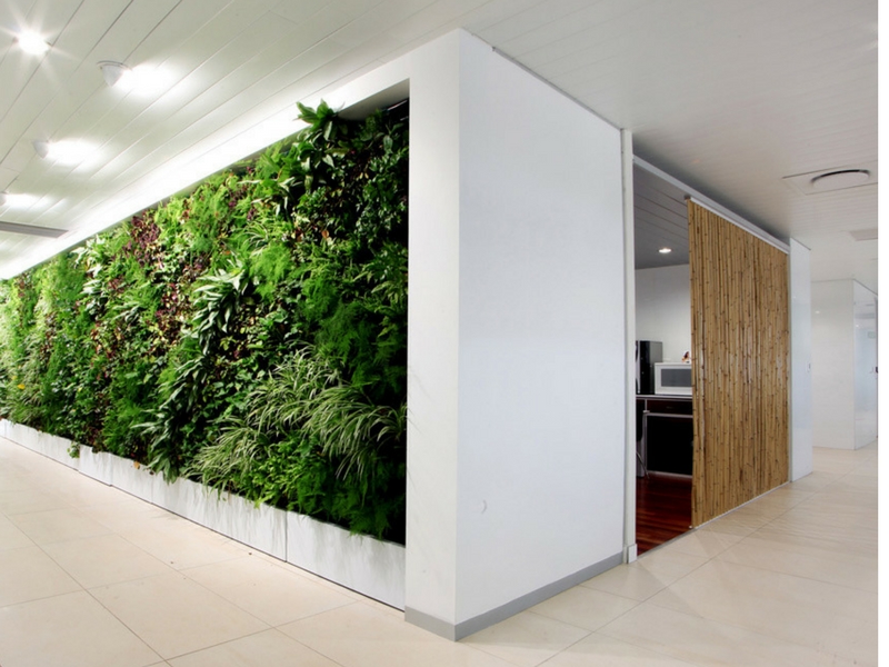 Office Garden Walls In White Interior Office Space