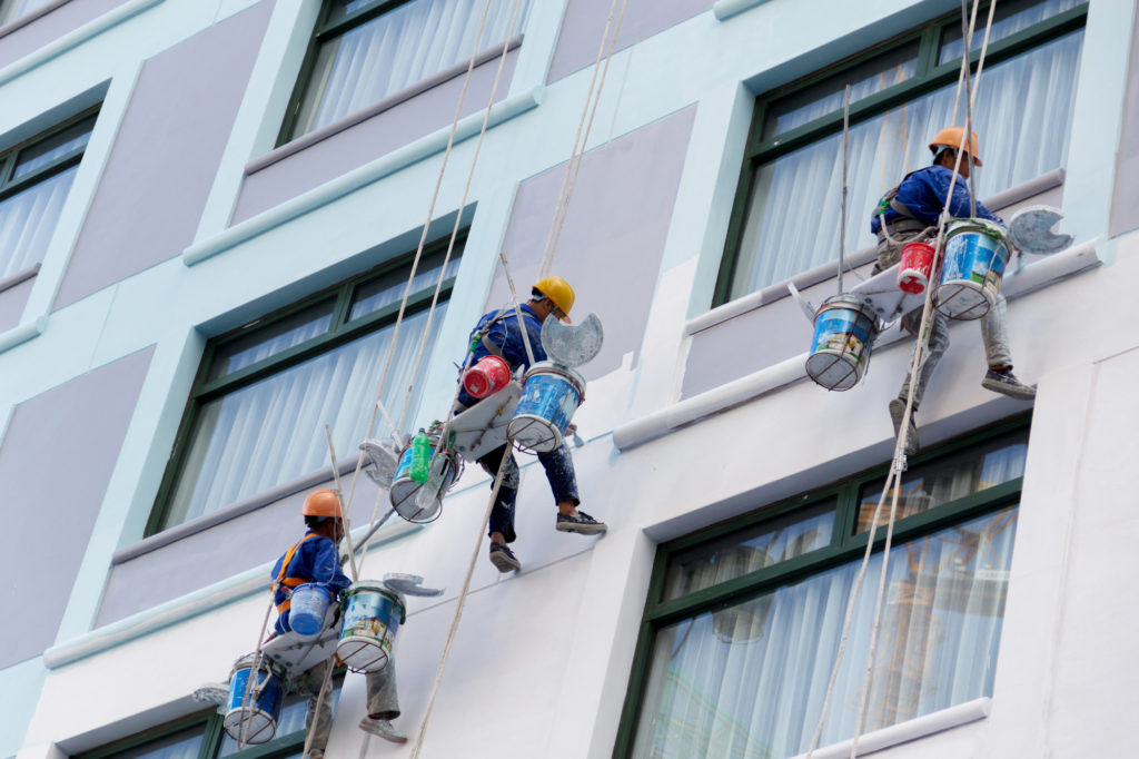 Commercial Painters Painting Exterior Of High Rise Apartment Building Hiring Apartment Painting Contractors 1024x682 