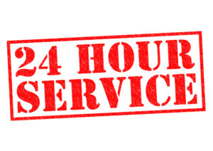 24 HOUR SERVICE red Rubber Stamp over a white background. for BidSource Blog