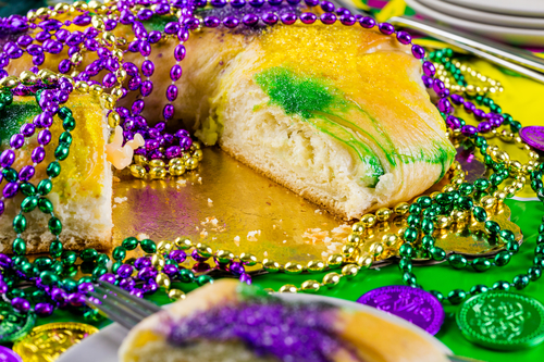 Traditional King Cake for Mardi Gras Celebration During Apartment Resident Event Ideas For March