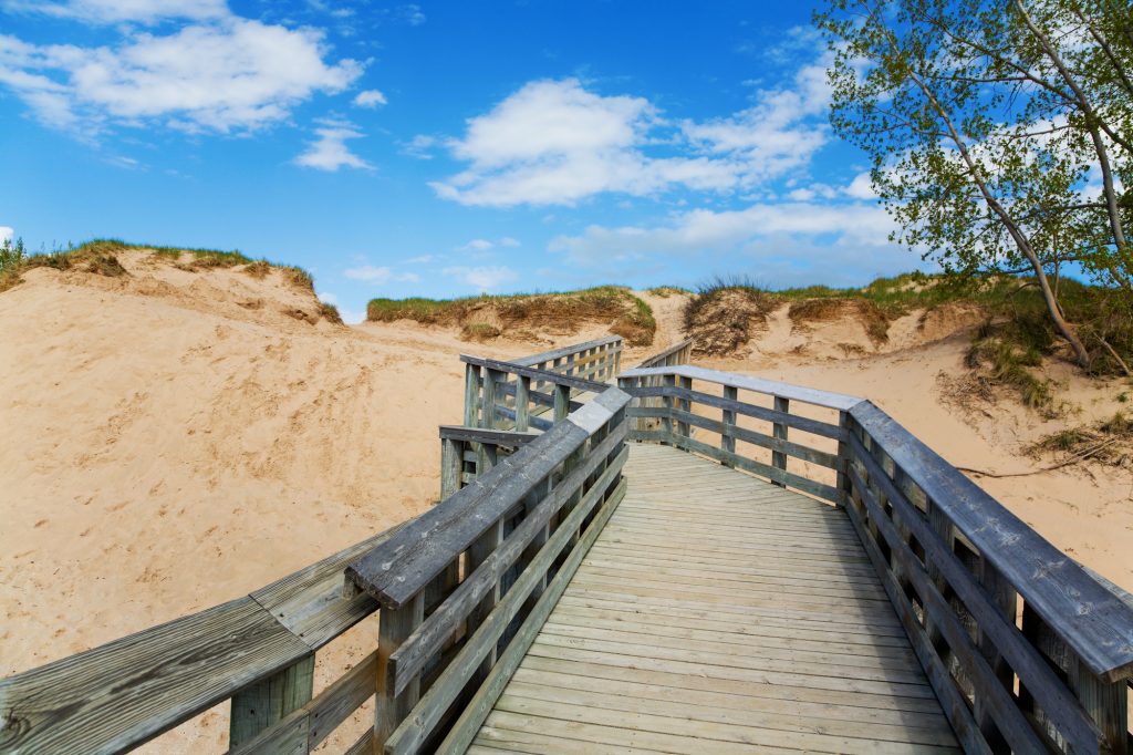 Commercial Wood Coatings Restored Wood Boardwalk Through Sand Dunes