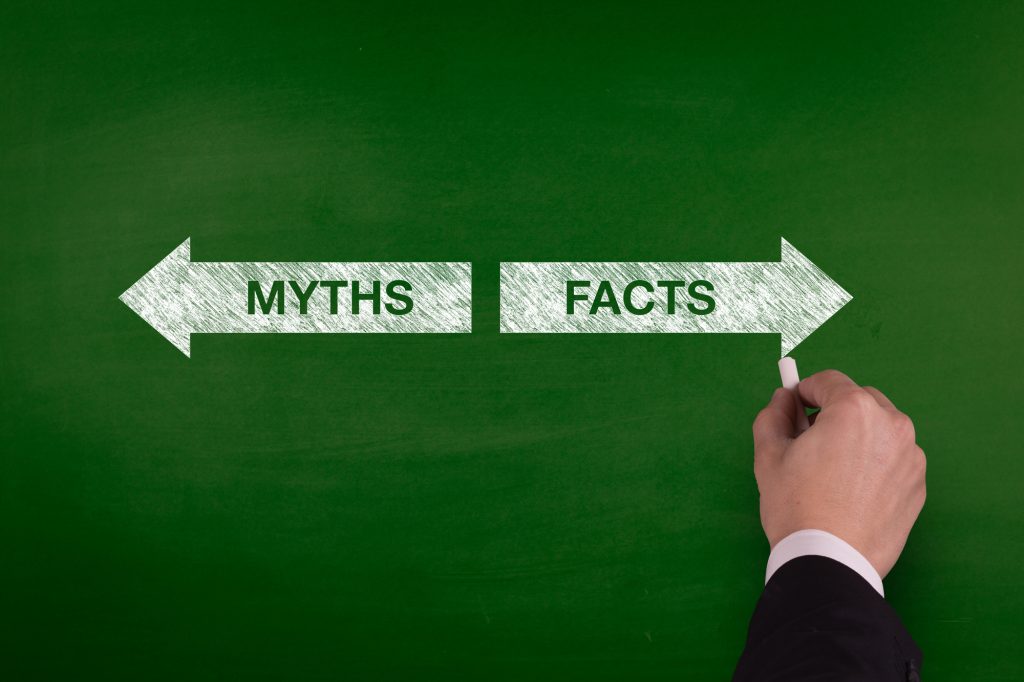 Valet Trash Myths vs. Facts On Green Chalkboard With Arrows