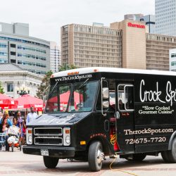 Black Food Truck Serving Lunch At Downtown Office Property For Property Managers And Food Trucks Blog