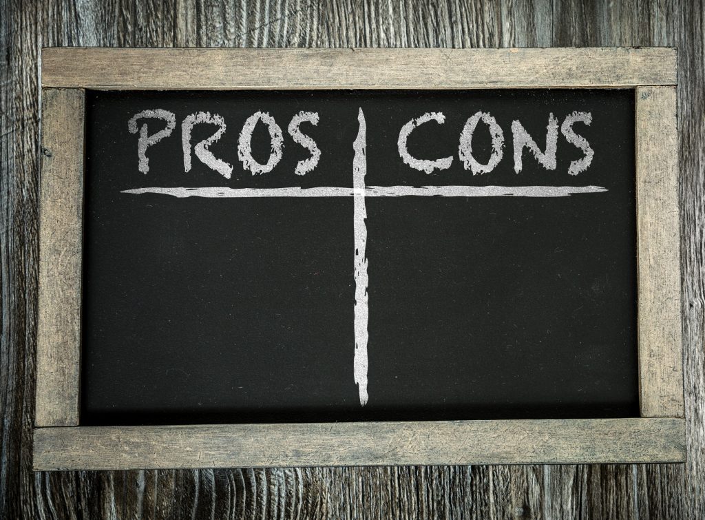 Pros and Cons of Debt Collection for Mulitfamily Managers On A Wooden Chalk Board