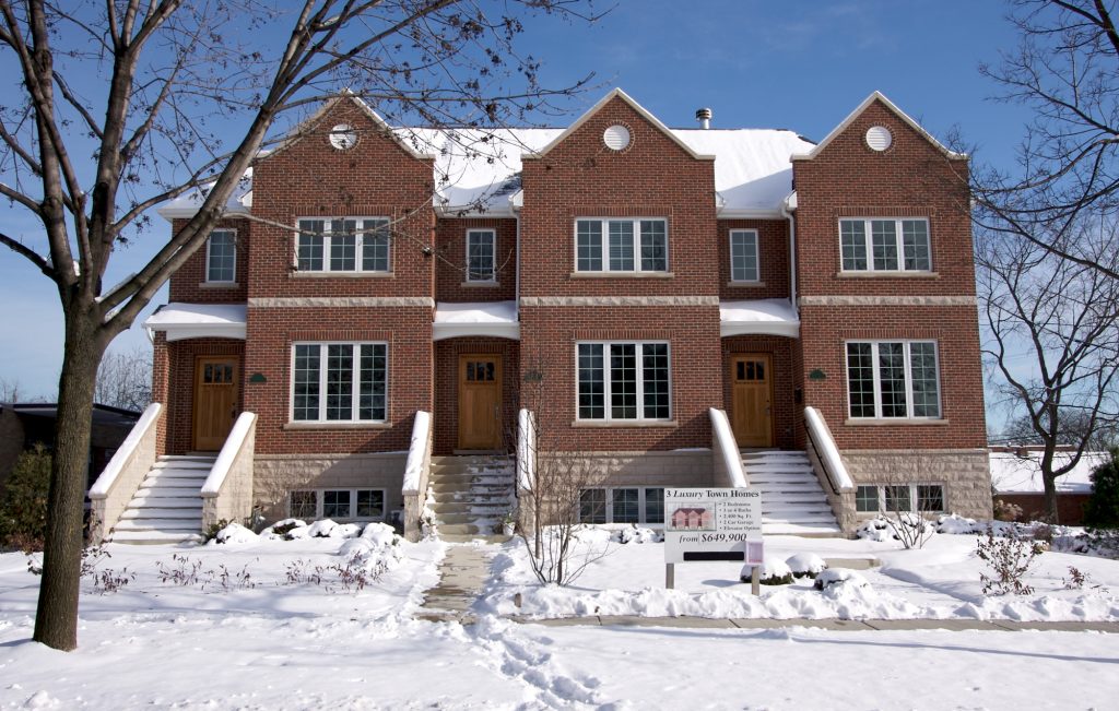 Modern Brick Front Apartment Rental Property After Snow Storm