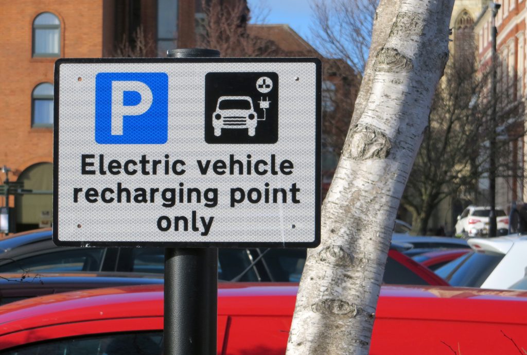 Electric Vehicle Recharging Point Only Sign For EV charging station with Commercial DC Fast Chargers