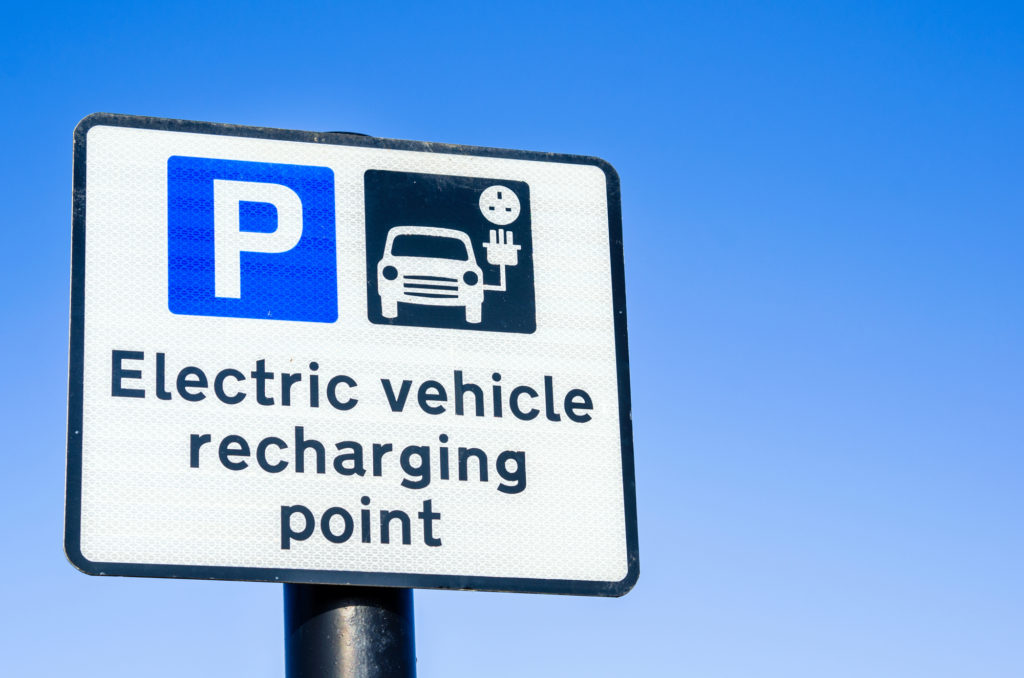 Road Sign For Commercial Electric Vehicle Recharging Point