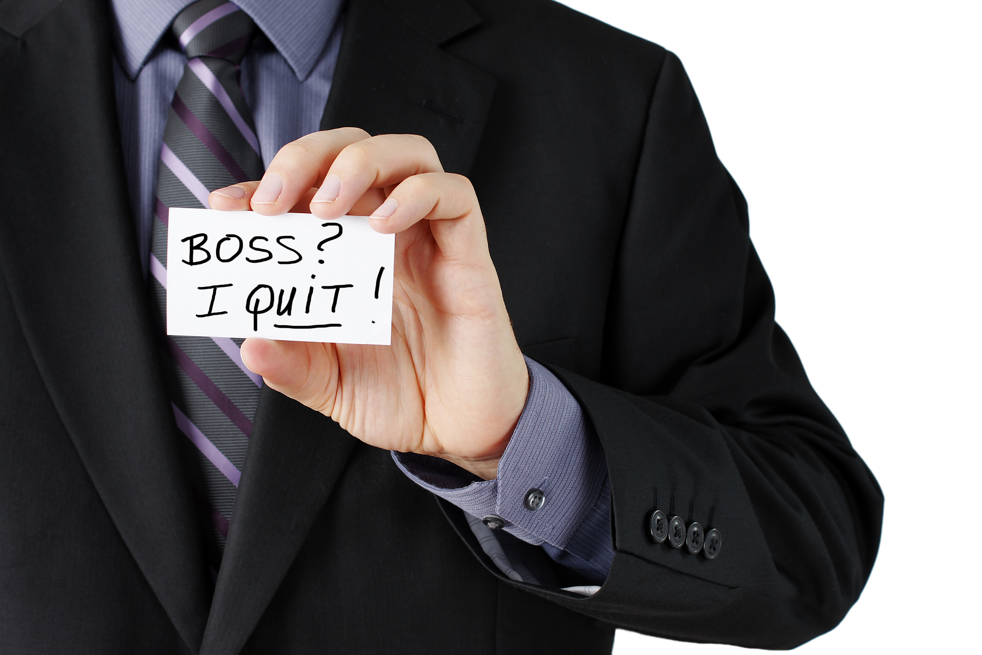 Man Holding I Quit Card For Retaining Property Managers During The Great Resignation Blog