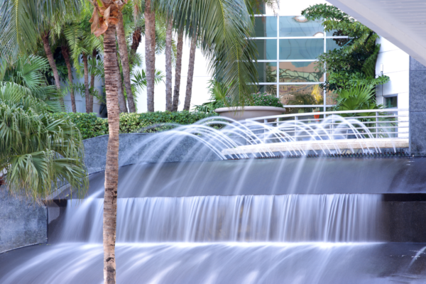 Hardscaping using a fountain